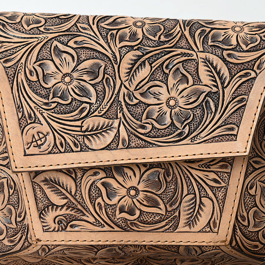 American Darling Western Leather Messenger Bag with Hand-Tooled Floral Carving, Genuine Leather, Adjustable Strap, Premium Artisan Craftsmanship