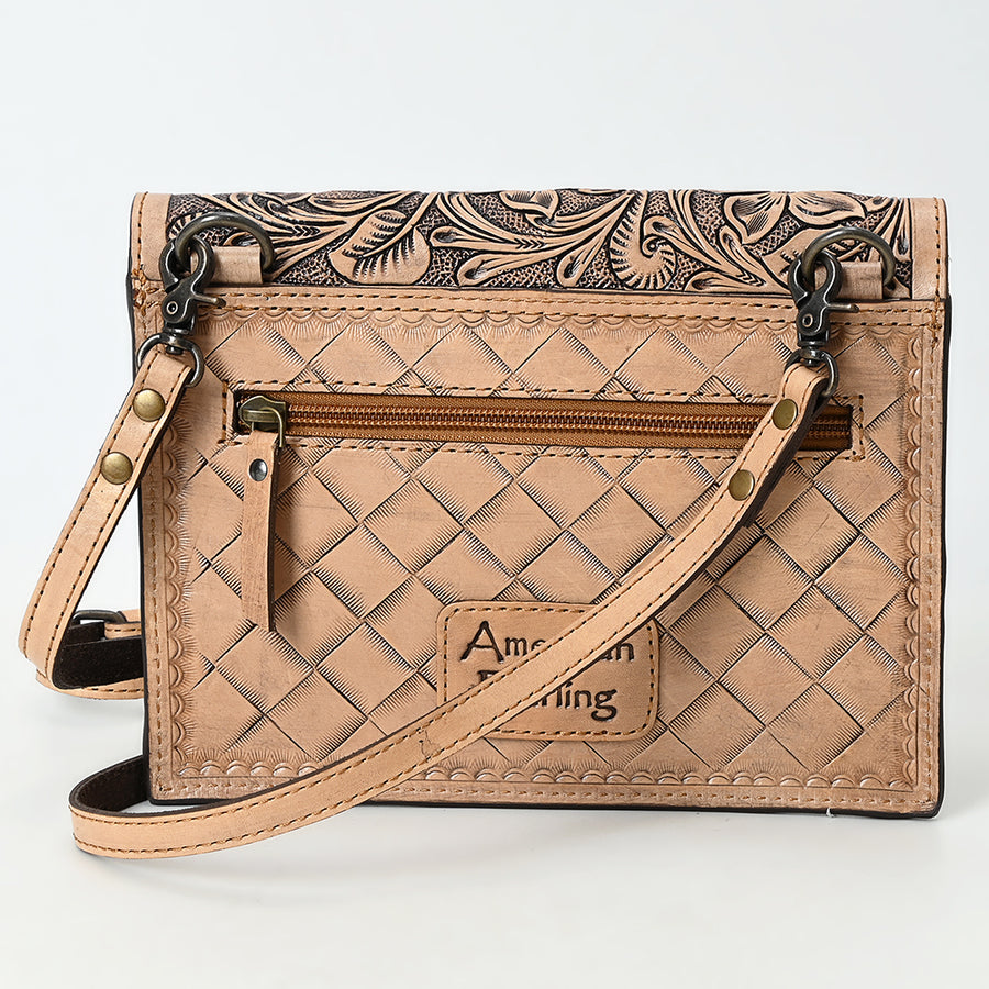 American Darling Western Leather Messenger Bag with Hand-Tooled Floral Carving, Genuine Leather, Adjustable Strap, Premium Artisan Craftsmanship