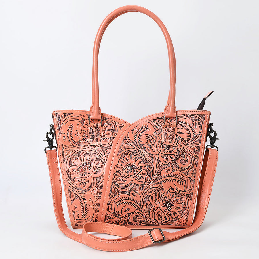 American Darling Western Tote Bag, Hand Tooled Genuine Leather, Floral Carved Design, Premium Craftsmanship & Everyday Carry