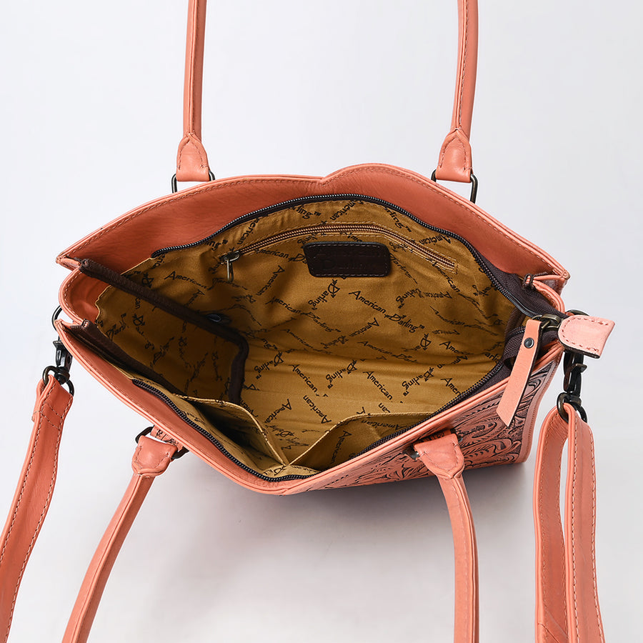 American Darling Western Tote Bag, Hand Tooled Genuine Leather, Floral Carved Design, Premium Craftsmanship & Everyday Carry