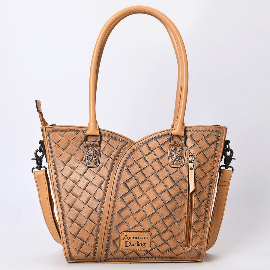 American Darling Western Tote Bag, Hand Tooled Genuine Leather, Floral Carved Design, Premium Craftsmanship & Everyday Carry