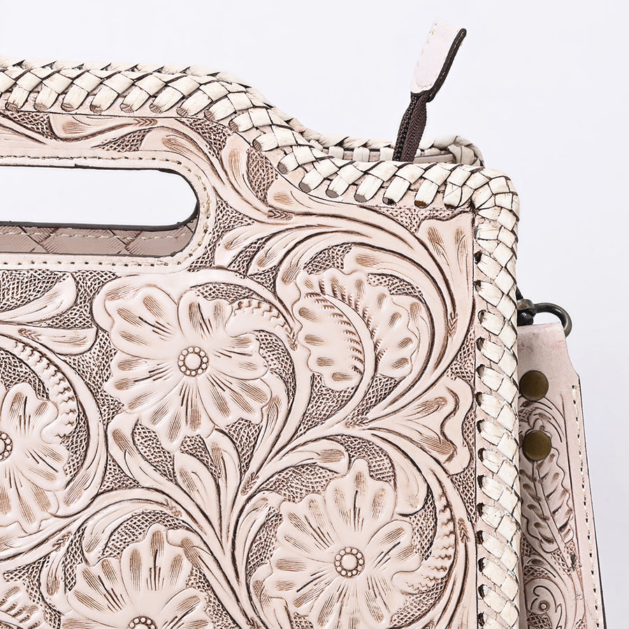 American Darling Western Hand-Tooled Genuine Leather Clutch Bag with Floral Carving, Premium Artisan Crafted Design