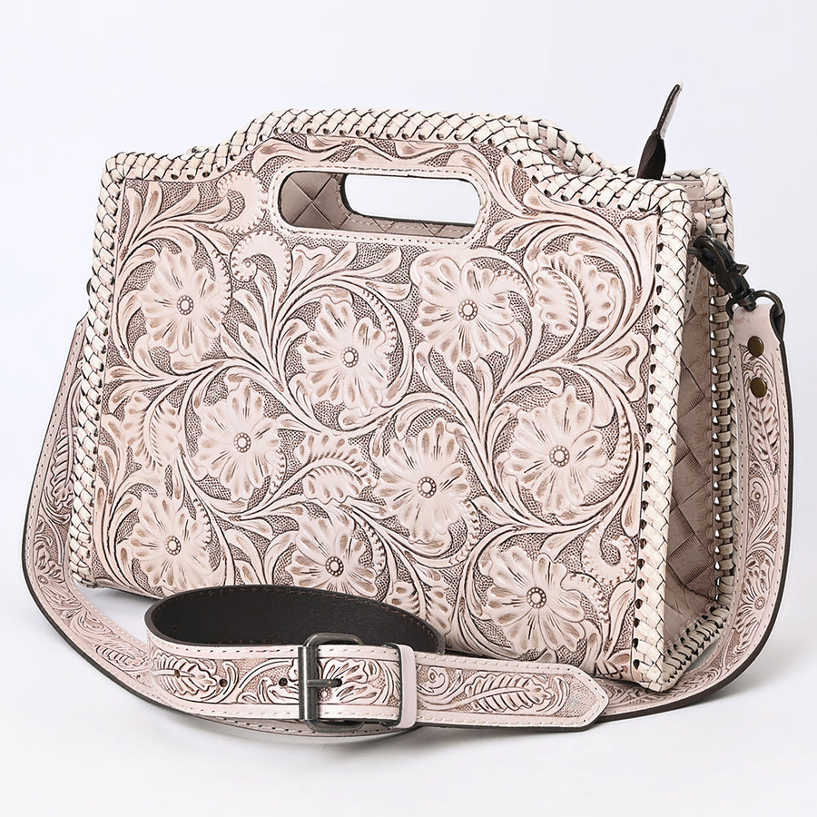 American Darling Western Hand-Tooled Genuine Leather Clutch Bag with Floral Carving - Uhorse