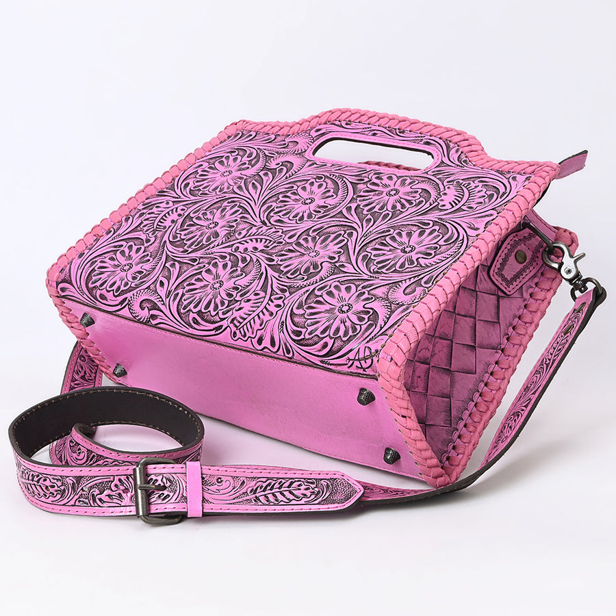 American Darling Western Hand-Tooled Genuine Leather Clutch Bag with Floral Carving, Premium Artisan Crafted Design