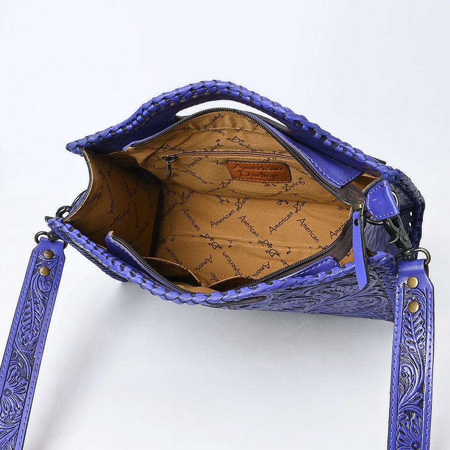 American Darling Western Hand-Tooled Genuine Leather Clutch Bag with Floral Carving, Premium Artisan Crafted Design