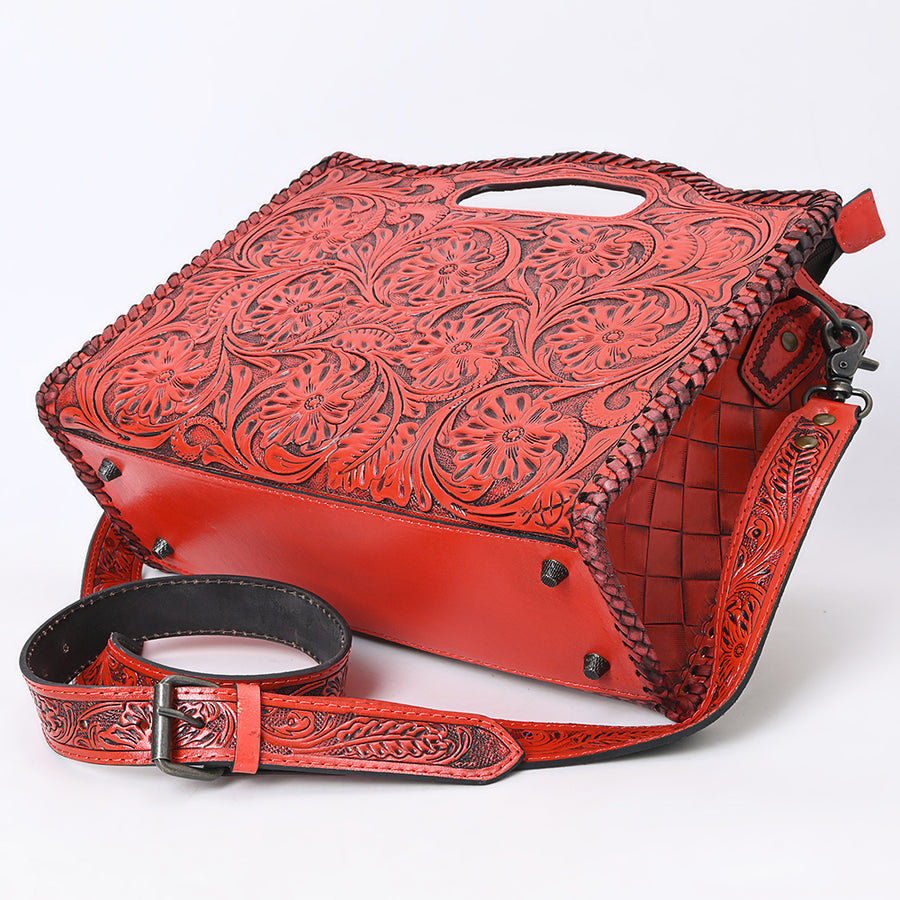 American Darling Western Hand-Tooled Genuine Leather Clutch Bag with Floral Carving, Premium Artisan Crafted Design