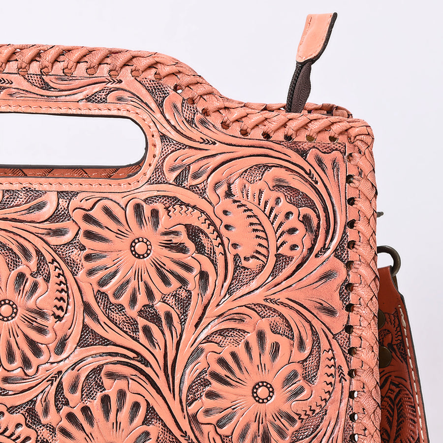 American Darling Western Hand-Tooled Genuine Leather Clutch Bag with Floral Carving, Premium Artisan Crafted Design