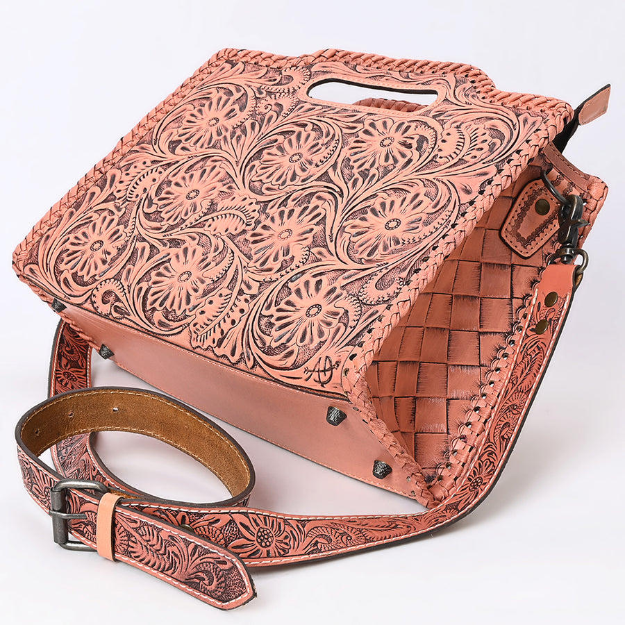 American Darling Western Hand-Tooled Genuine Leather Clutch Bag with Floral Carving, Premium Artisan Crafted Design