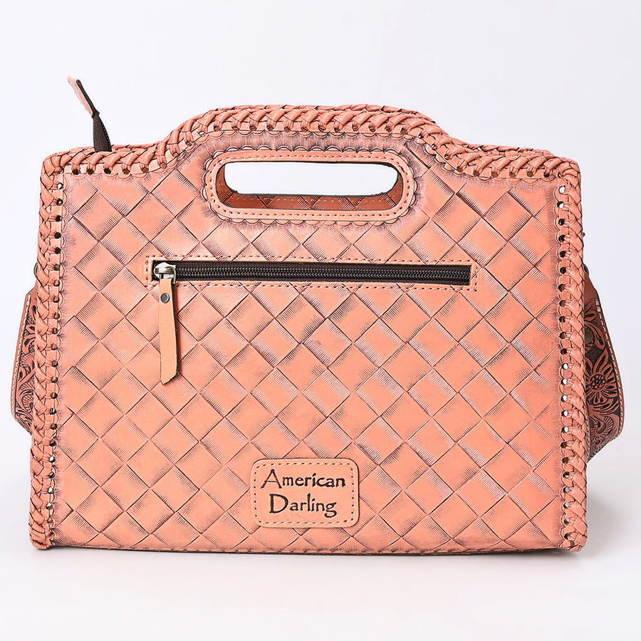 American Darling Western Hand-Tooled Genuine Leather Clutch Bag with Floral Carving, Premium Artisan Crafted Design