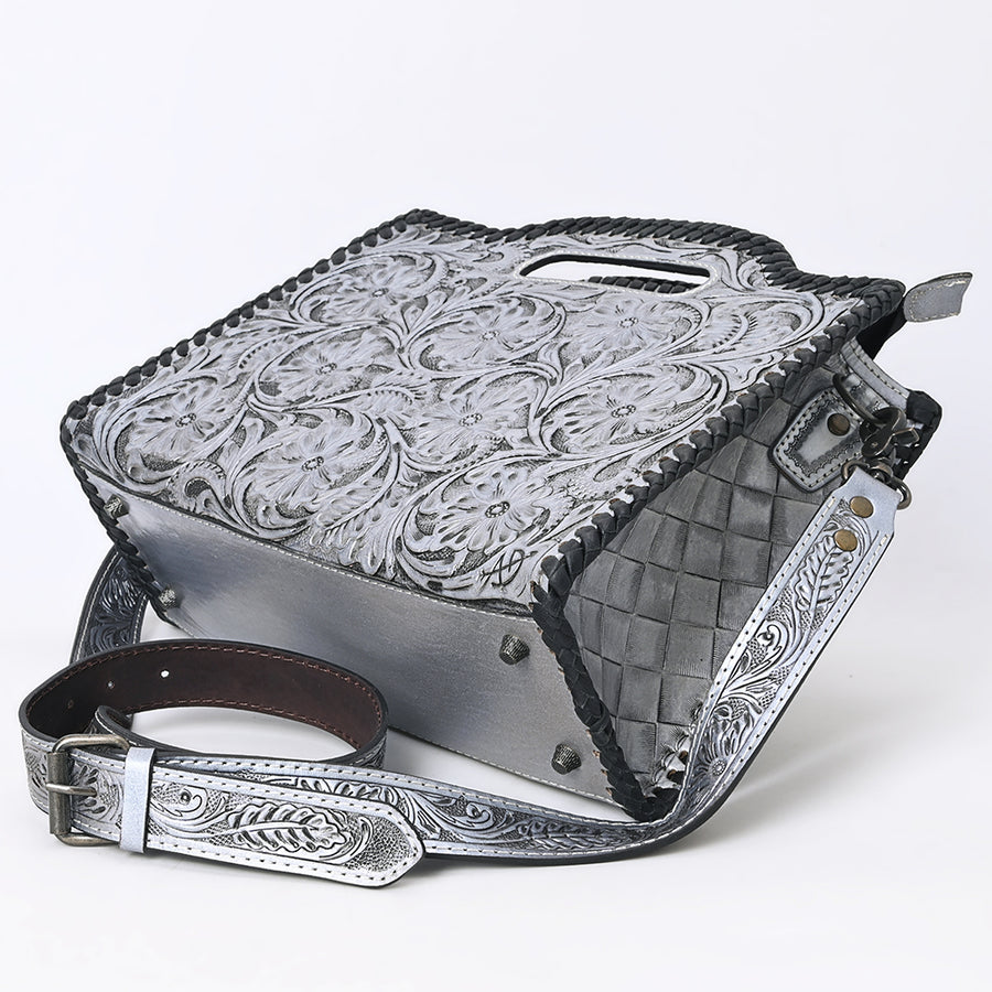 American Darling Western Hand-Tooled Genuine Leather Clutch Bag with Floral Carving, Premium Artisan Crafted Design