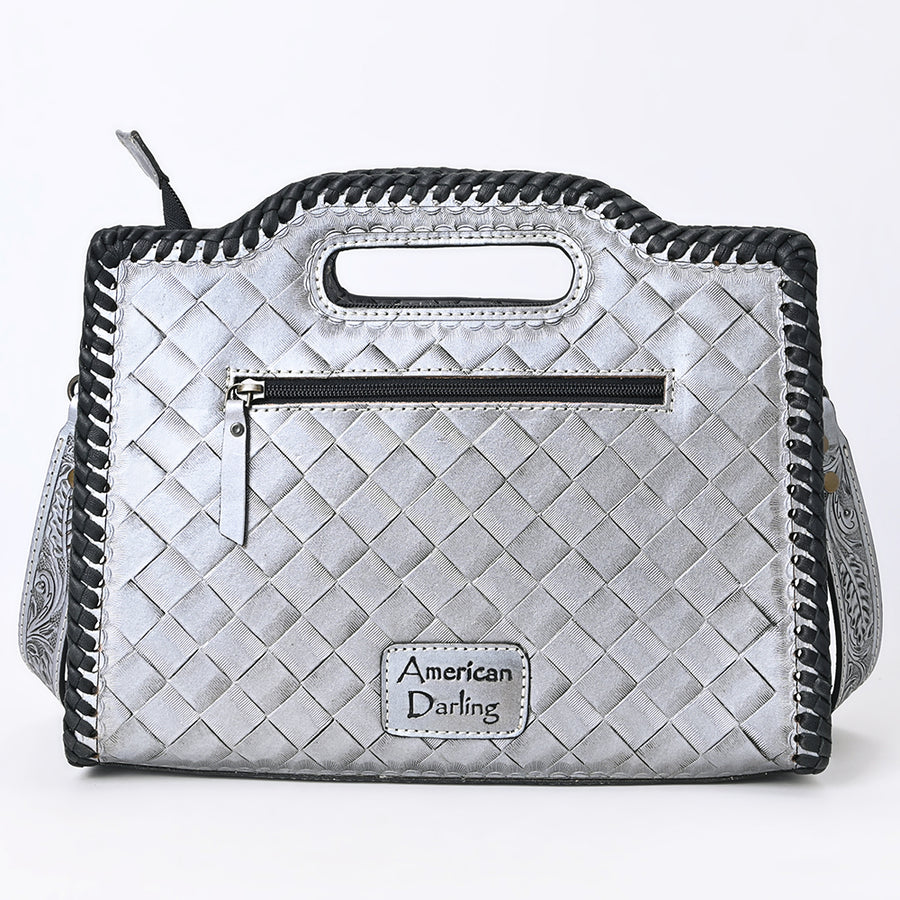 American Darling Western Hand-Tooled Genuine Leather Clutch Bag with Floral Carving, Premium Artisan Crafted Design
