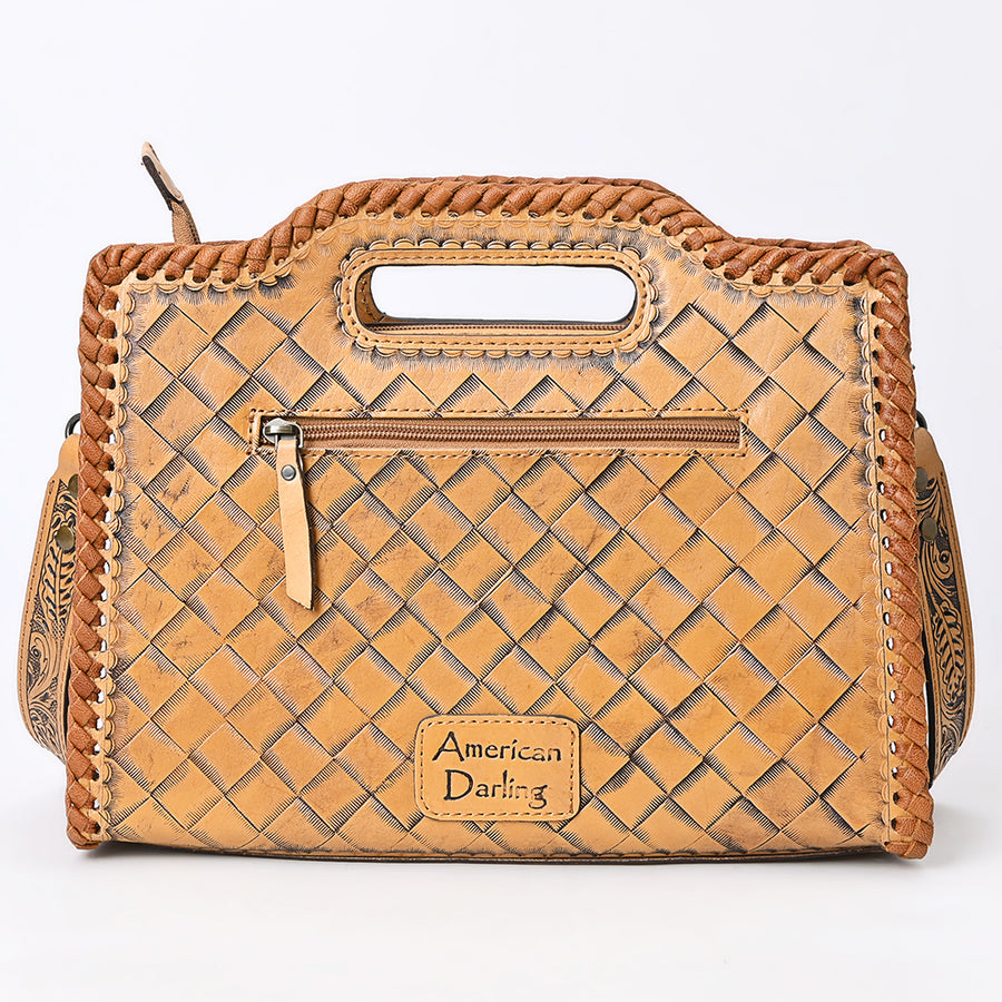 American Darling Western Hand-Tooled Genuine Leather Clutch Bag with Floral Carving, Premium Artisan Crafted Design