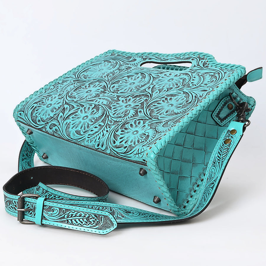American Darling Western Hand-Tooled Genuine Leather Clutch Bag with Floral Carving, Premium Artisan Crafted Design