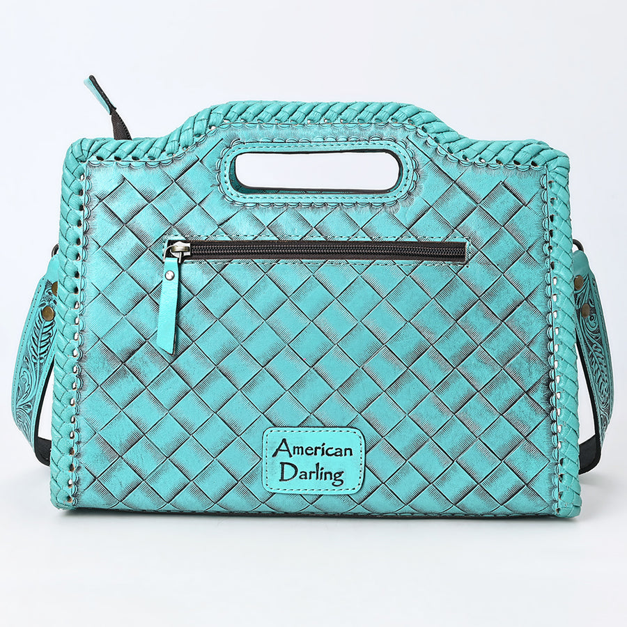American Darling Western Hand-Tooled Genuine Leather Clutch Bag with Floral Carving, Premium Artisan Crafted Design