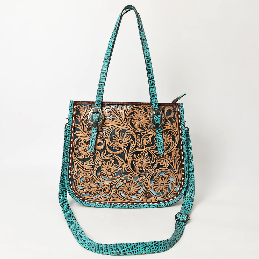 American Darling Adbg1478A Cross Body I Hand Tooled Crocodile Embossed Genuine Leather Women Bag Western Handbag Purse