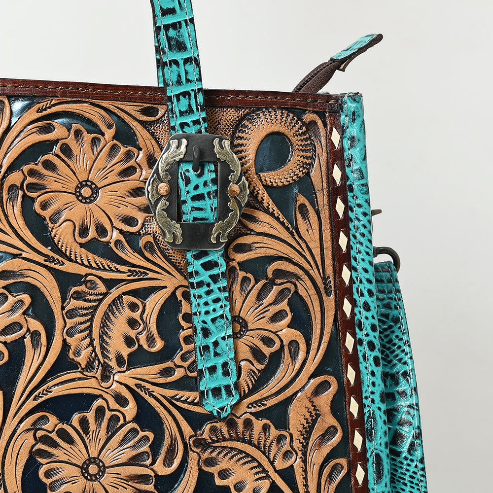 American Darling Adbg1478A Cross Body I Hand Tooled Crocodile Embossed Genuine Leather Women Bag Western Handbag Purse