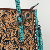 American Darling Adbg1478A Cross Body I Hand Tooled Crocodile Embossed Genuine Leather Women Bag Western Handbag Purse