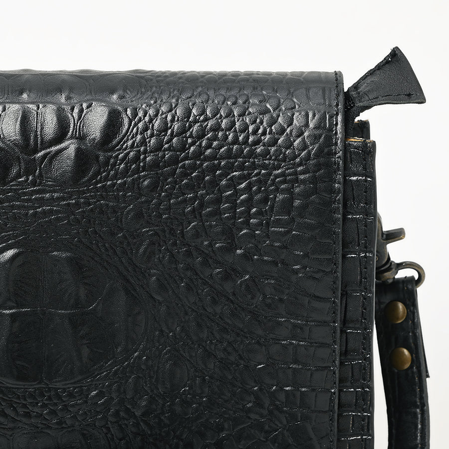American Darling Western Crossbody Bag Crocodile Embossed Genuine Leather Slim Shoulder Purse 6.5in (H) X 11in (W) X 2.5in (D)