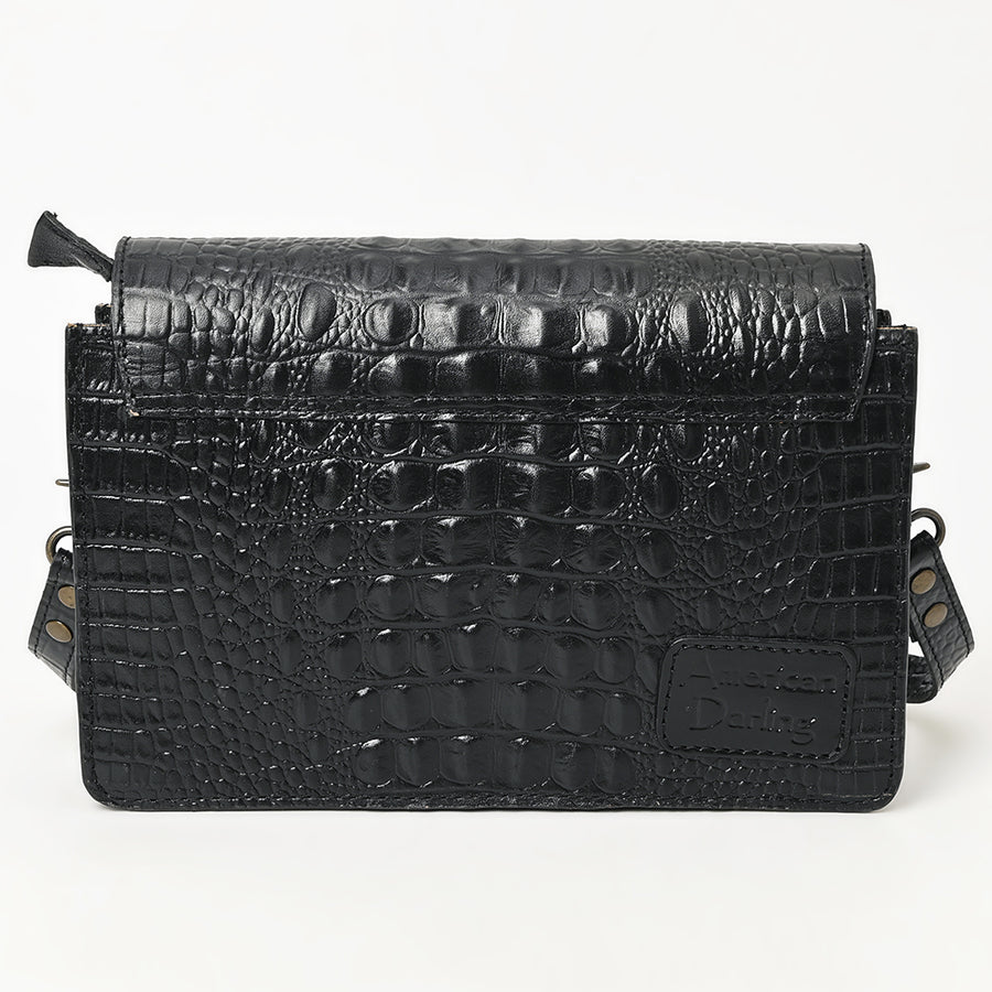 American Darling Western Crossbody Bag Crocodile Embossed Genuine Leather Slim Shoulder Purse 6.5in (H) X 11in (W) X 2.5in (D)