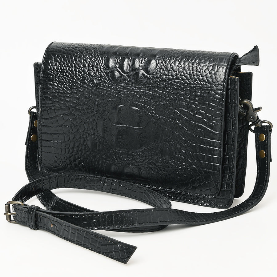 American Darling Western Crossbody Bag Crocodile Embossed Genuine Leather - Uhorse