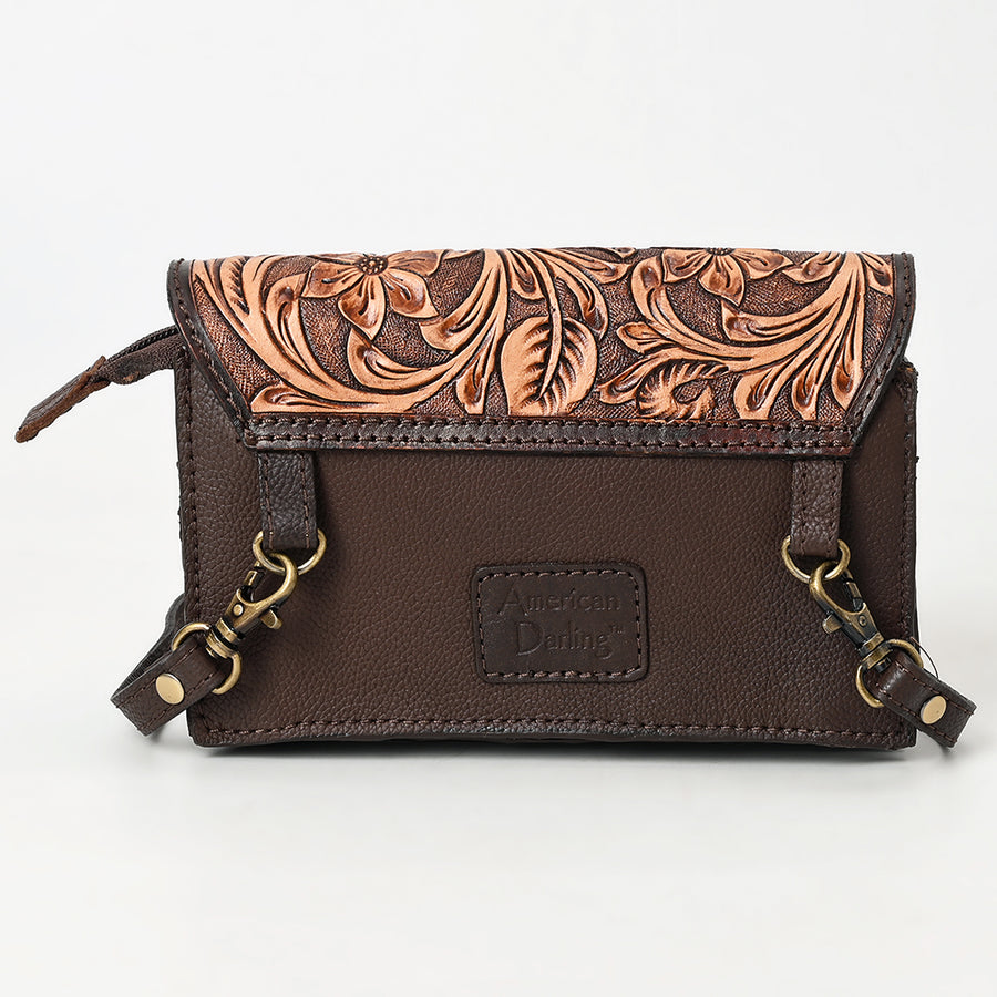 American Darling Hand Tooled Floral Carved Genuine Leather Small Cross body Bag Eco-Friendly Western Purse