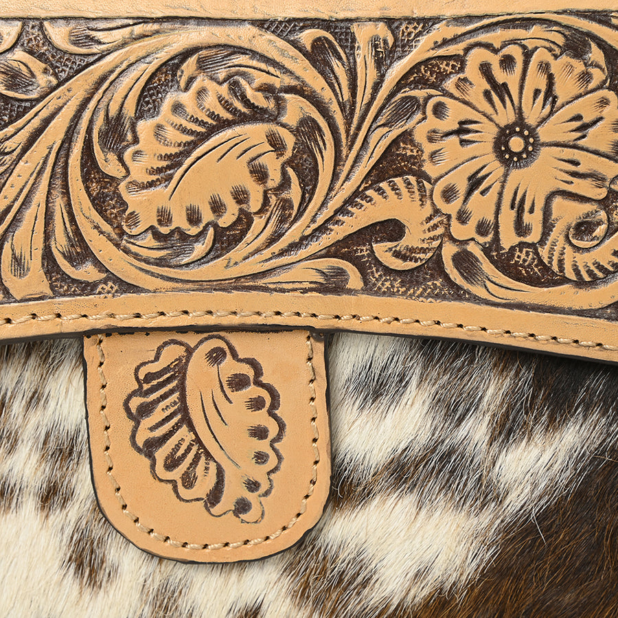 American Darling Wallet Hand Tooled Hair on Genuine Leather Western Women Bag | Handbag Purse Wallet| Wristlet