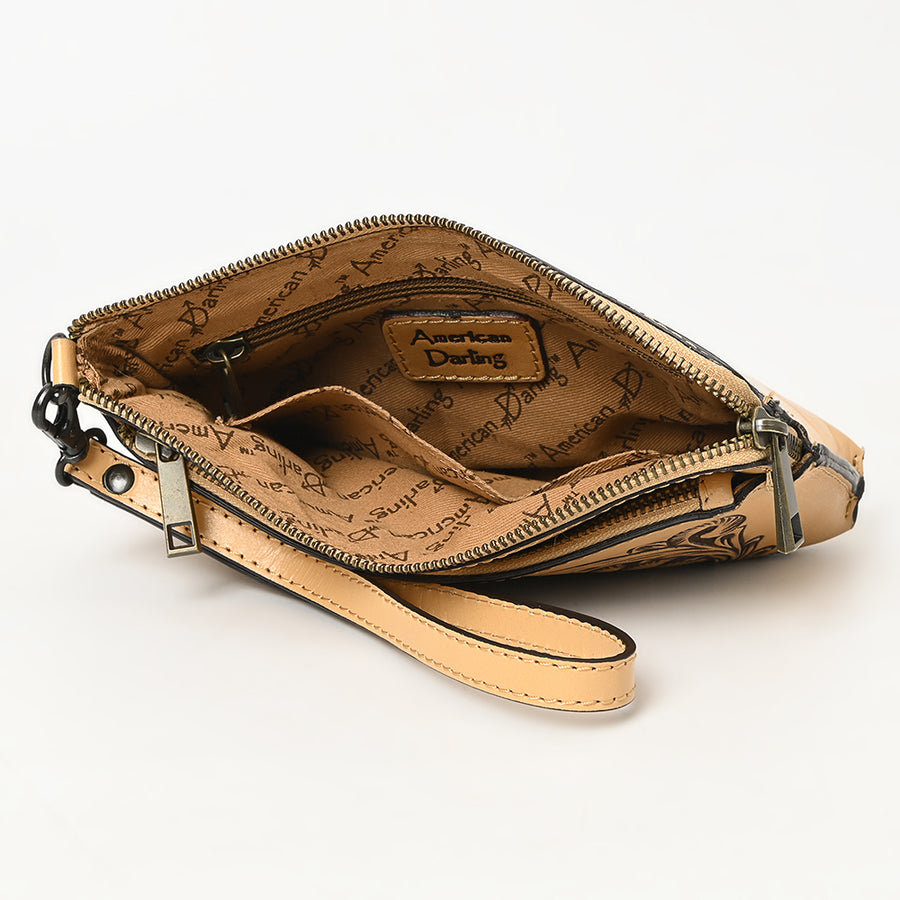 American Darling Wristlet Hand Tooled Genuine Leather Women Bag Western Handbag Purse