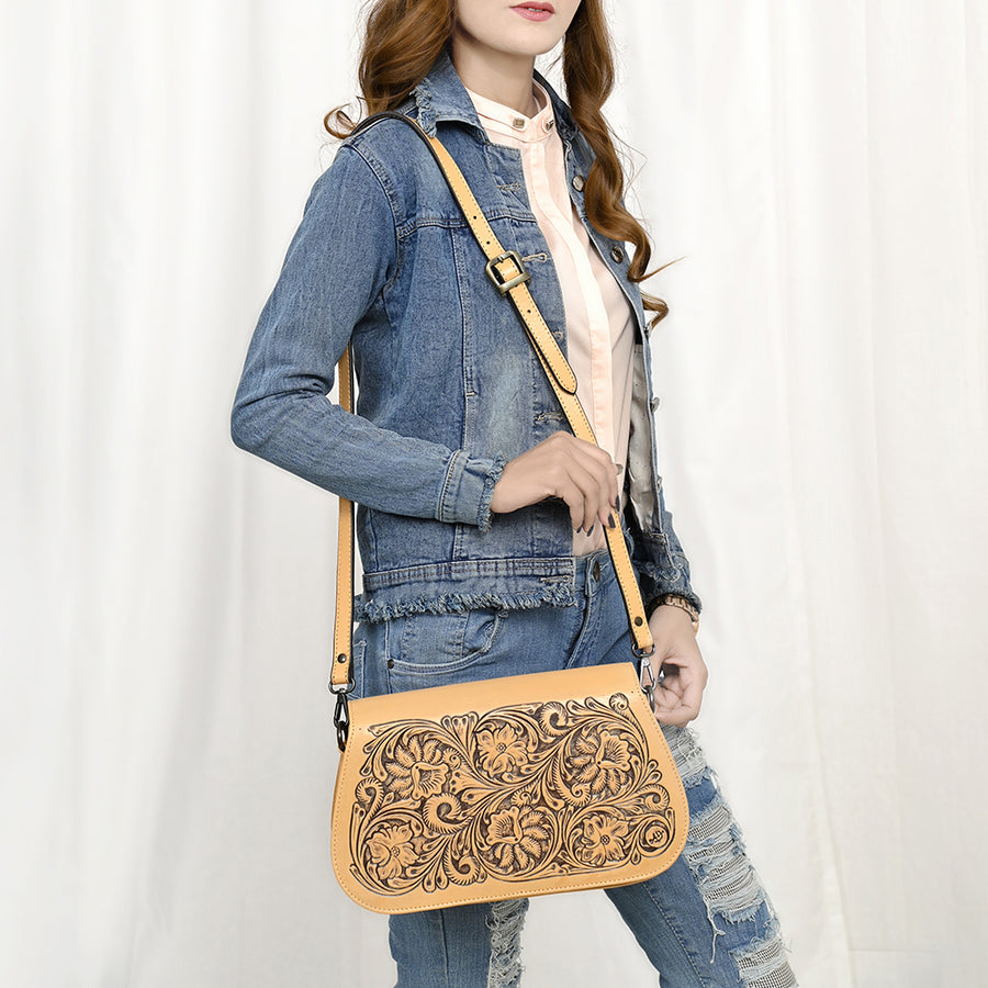American Darling Cross Body Hand Tooled Genuine Leather Western Women Bag Handbag Purse