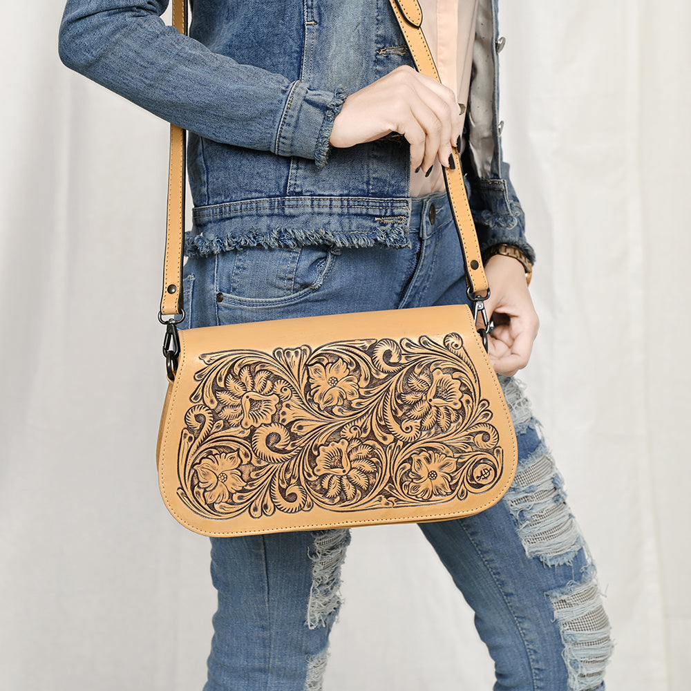 American Darling Cross Body Hand Tooled Genuine Leather Western Women Bag Handbag Purse |