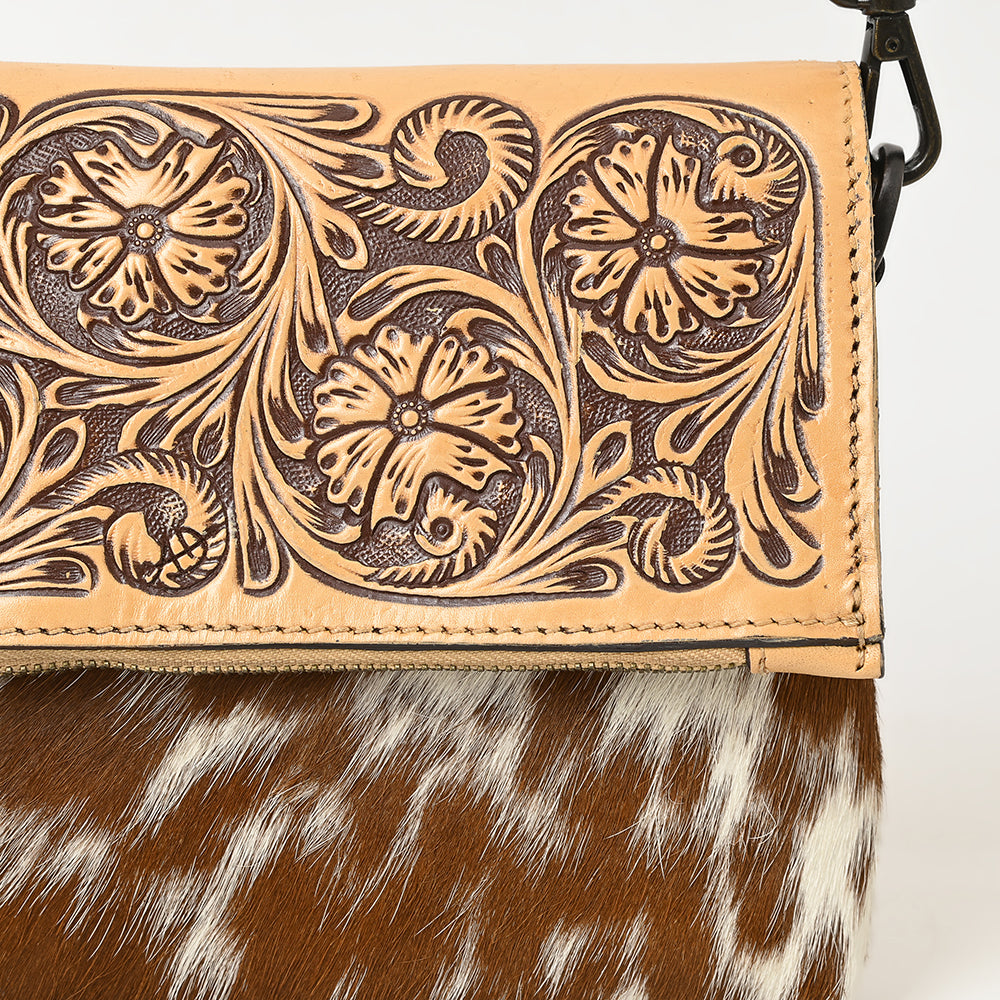 American Darling Cross Body Hand Tooled Hair on-Genuine Leather Western Women Bag Handbag Purse | Crossbody