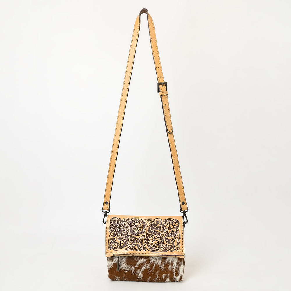 American Darling Cross Body Hand Tooled Hair on-Genuine Leather Western Women Bag Handbag Purse | Crossbody