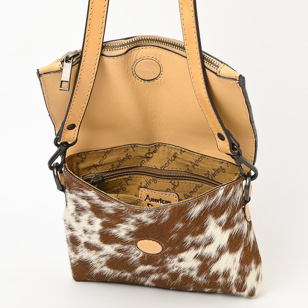 American Darling Cross Body Hand Tooled Hair on-Genuine Leather Western Women Bag Handbag Purse | Crossbody