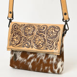 American Darling Cross Body Hand Tooled Hair on-Genuine Leather Western Women Bag Handbag Purse | Crossbody