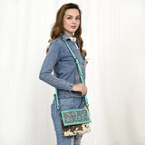American Darling Cross Body Hand Tooled Hair on-Genuine Leather Western Women Bag Handbag Purse | Crossbody
