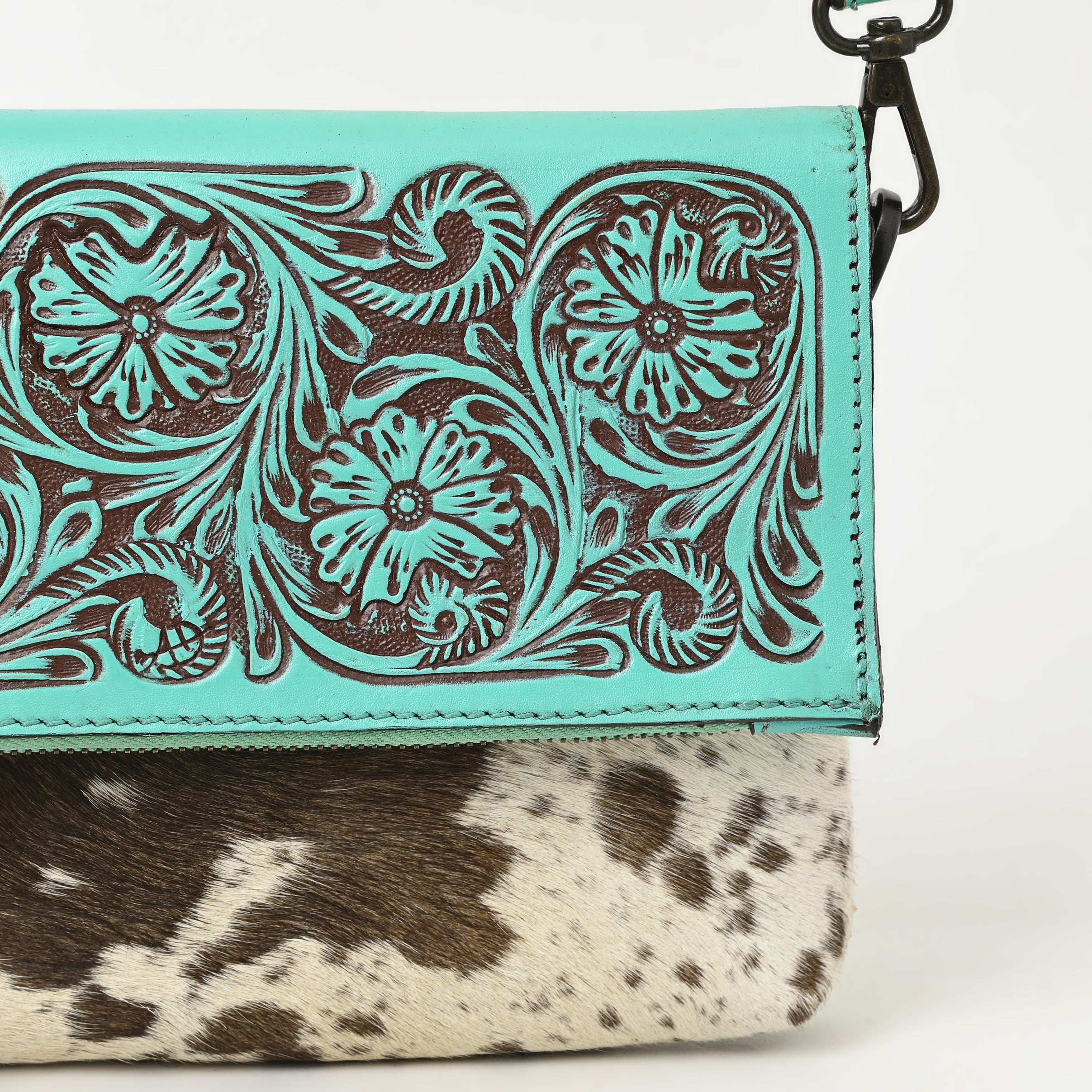 American Darling Cross Body Hand Tooled Hair on-Genuine Leather Western Women Bag Handbag Purse | Crossbody