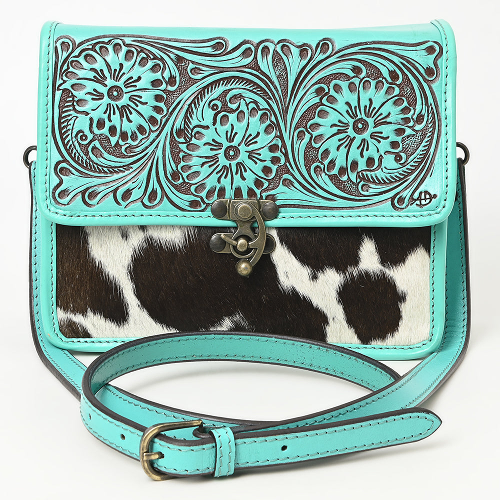 American Darling Cross Body Hand Tooled Hair on-Genuine Leather Western Women Bag Handbag Purse | Crossbody