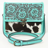 American Darling Cross Body Hand Tooled Hair on-Genuine Leather Western Women Bag Handbag Purse | Crossbody