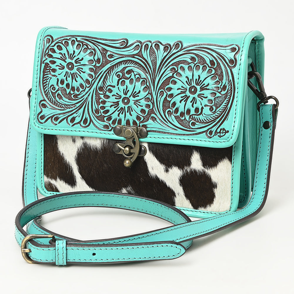 American Darling Cross Body Hand Tooled Hair on-Genuine Leather Western Women Bag Handbag Purse | Crossbody