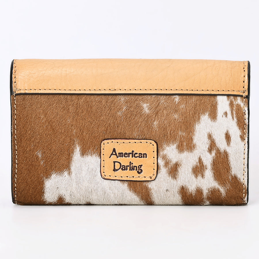 American Darling Wallet Hand Tooled Hair on Genuine Leather Western Women Bag | Handbag Purse Wallet| Wristlet