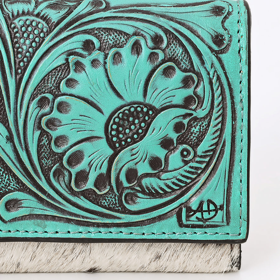 American Darling Wallet Hand Tooled Hair on Genuine Leather Western Women Bag | Handbag Purse Wallet| Wristlet