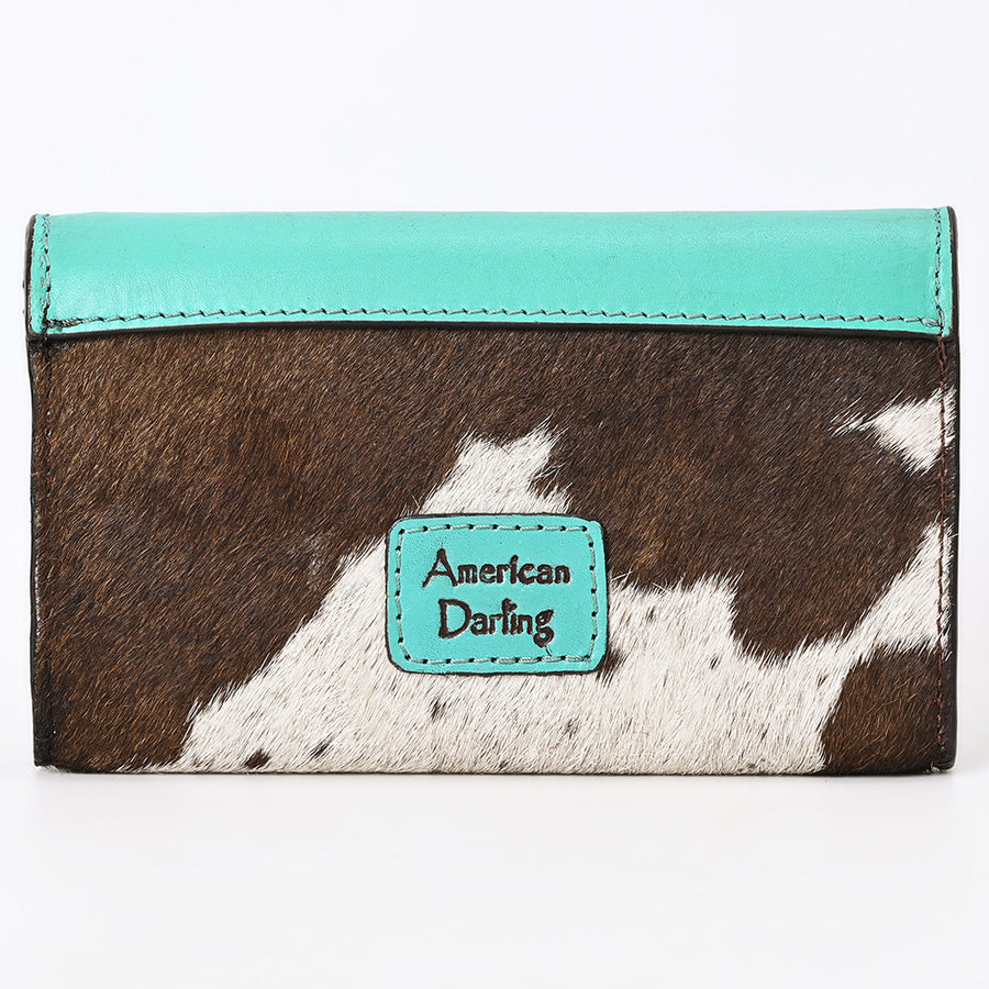 American Darling Wallet Hand Tooled Hair on Genuine Leather Western Women Bag | Handbag Purse Wallet| Wristlet