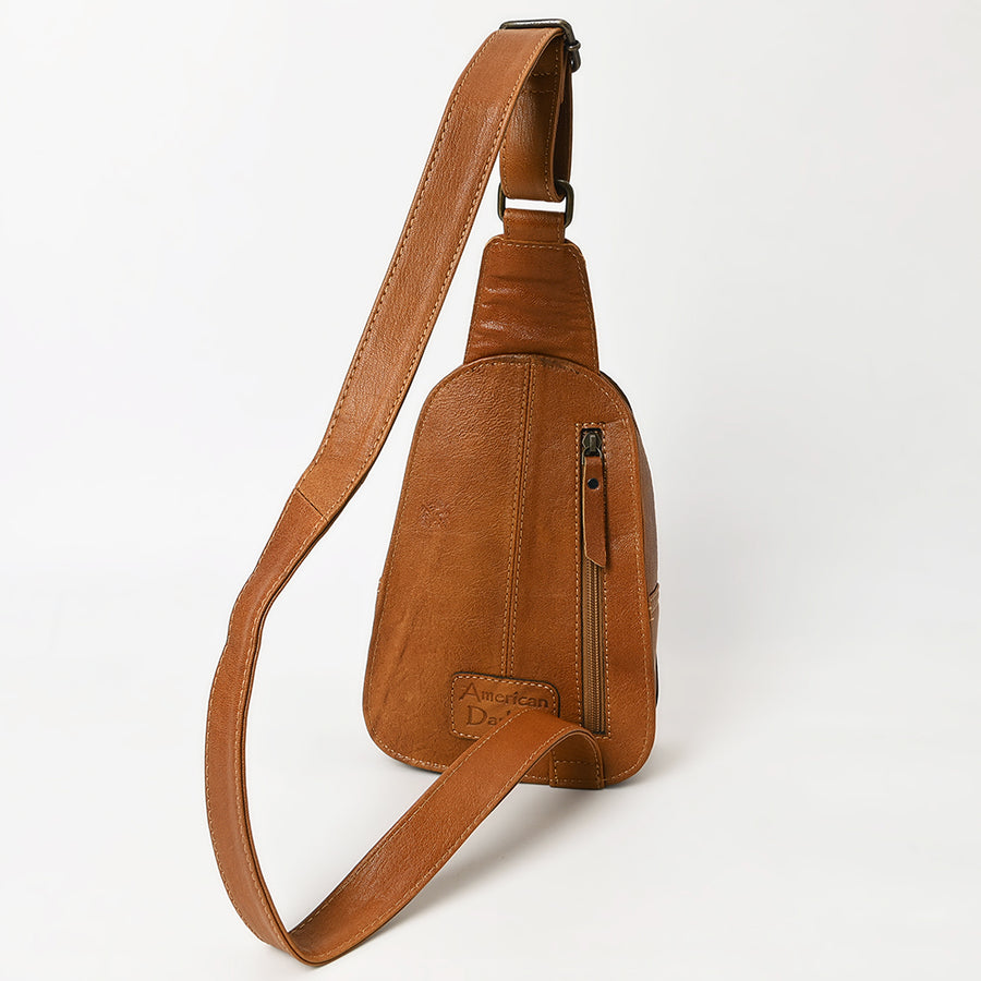 American Darling Western Sling Bag – Hand-Tooled Floral Carved Floral Design, Genuine Leather, Adjustable Strap, Eco-Friendly Crafted