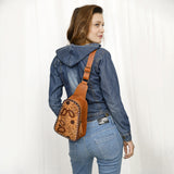 American Darling Adbg1481C Sling Hand Tooled Genuine Leather Women Bag Western Handbag Purse