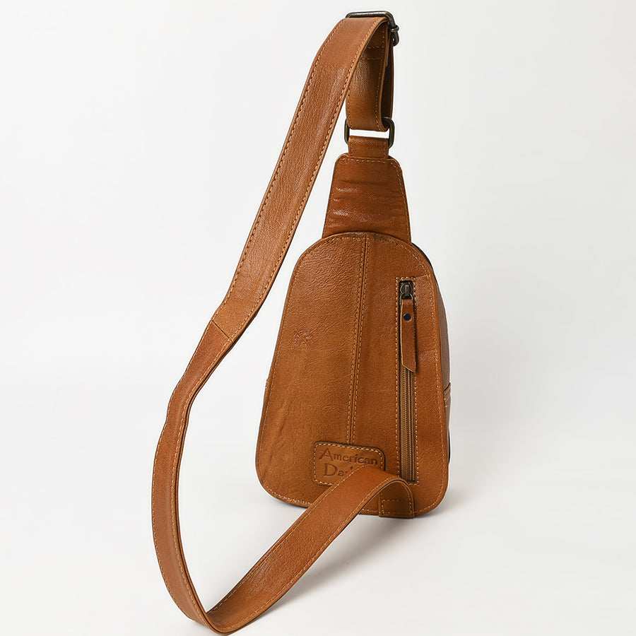 American Darling Western Sling Bag – Hand-Tooled Floral Carved Floral Design, Genuine Leather, Adjustable Strap, Eco-Friendly Crafted