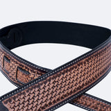 Hilason American Western Floral Hand Tooled Genuine Leather Guitar Strap