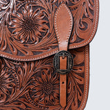 Hilason Western Horse Floral Heavy-duty Trail Ride Genuine Leather Saddle Bag