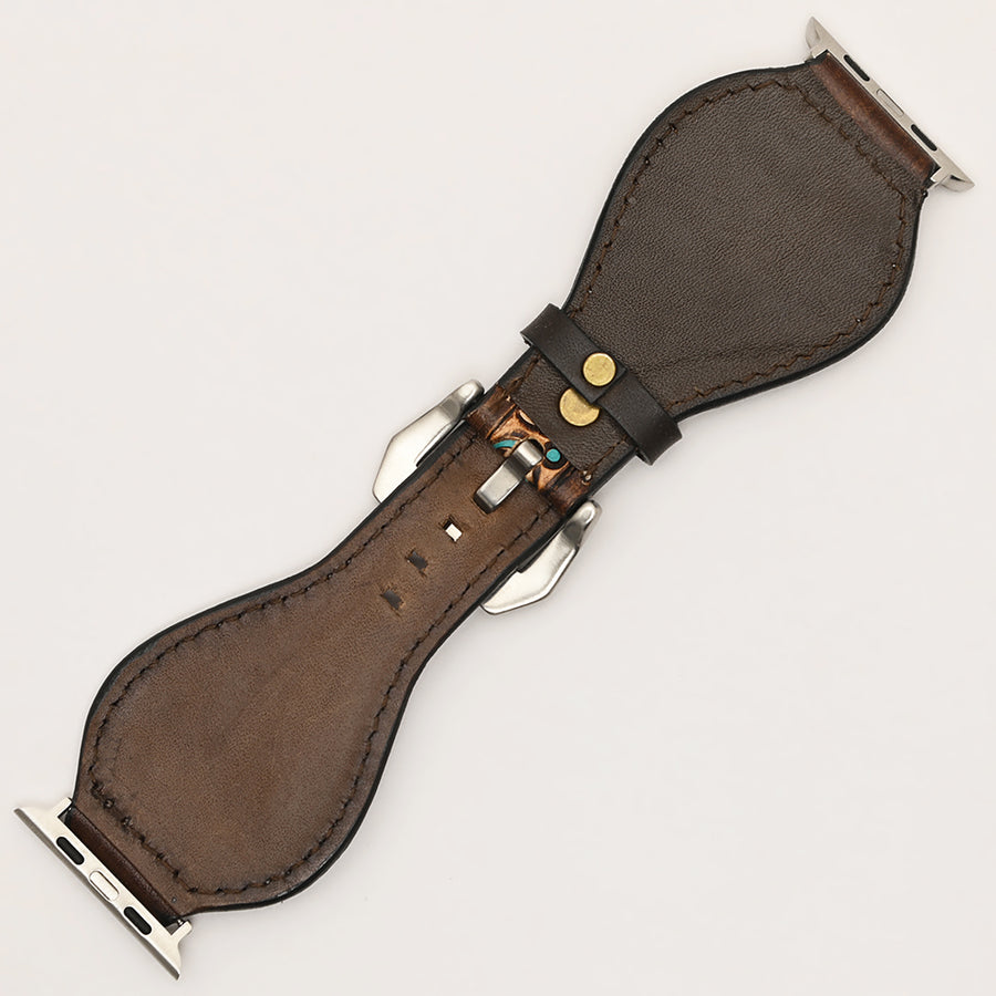 American Darling Beautifully Hand Tooled Painted Genuine Leather I watch Strap Men and Women Unisex