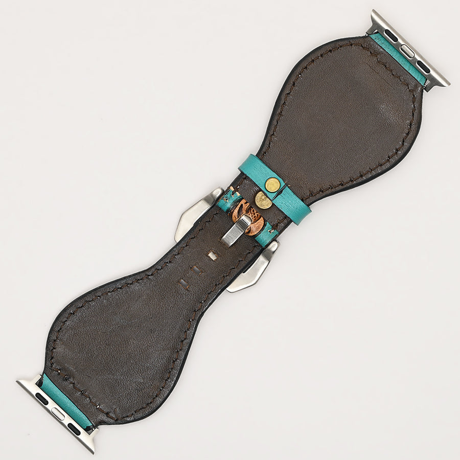 American Darling Beautifully Hand Tooled Painted Genuine Leather I watch Strap Men and Women Unisex