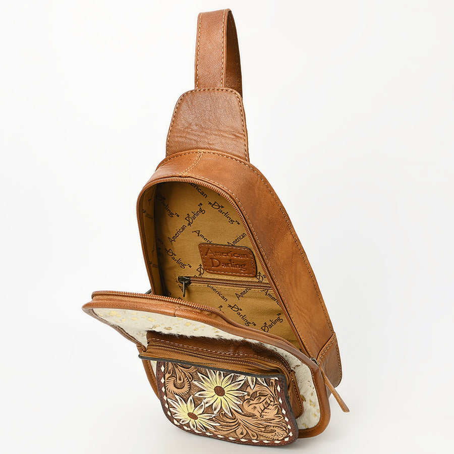 American Darling Sling Hand Tooled Hair-On Genuine Leather Western Women Bag |Sling | for