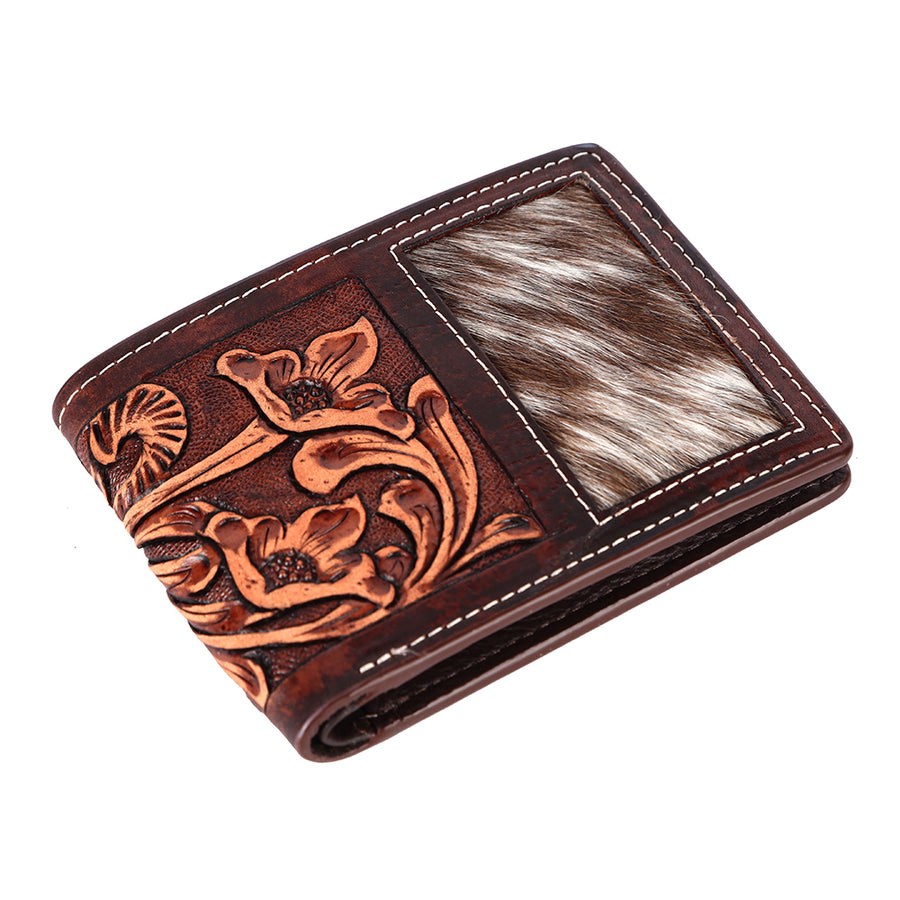 BAR H EQUINE Genuine Leather Hand Carved Bifold Wallet For Men and Women - Uhorse